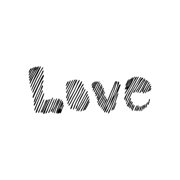 Doodle Textbild Kärlek Handritad Bokstavsillustration För Vykort Valentiner Typografi — Stock vektor