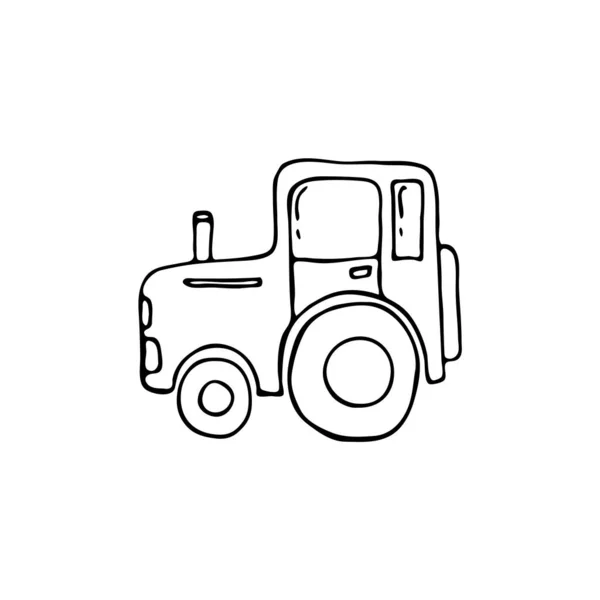 Doodle Images Des Modes Transport Illustration Dessinée Main Véhicule Tracteur — Image vectorielle