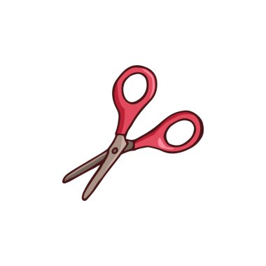 Makas karalaması. Bahçe elemanı. Çıkartmalar, çıkartmalar, kartpostallar, simgeler, web siteleri için el yapımı vektör resmi.