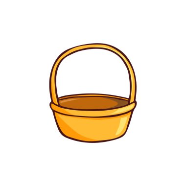 Çörek sepeti görüntüsü. Bahçe elemanı. Çıkartmalar, kartpostallar, simgeler ve web için el yapımı vektör resmi.