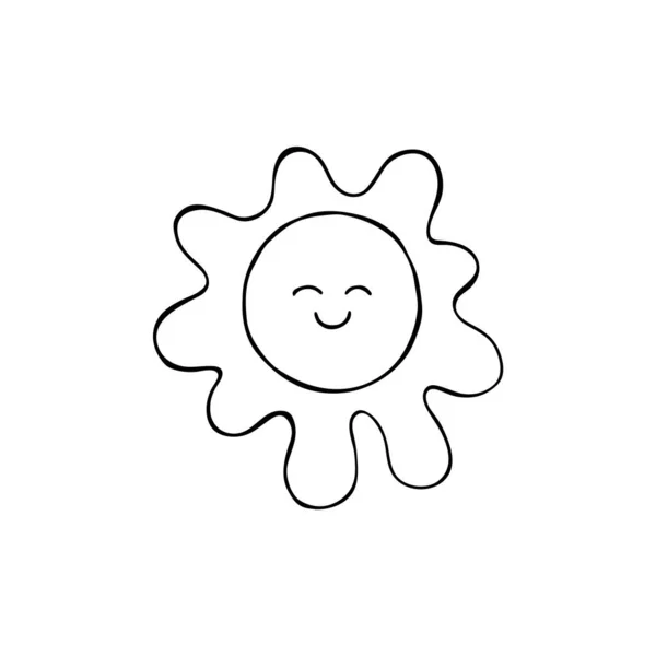 Doodle Image Soleil Souriant Illustration Pour Enfants Dessinée Main — Image vectorielle