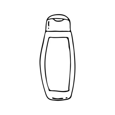 Kozmetik şişesinin karalama resmi. Elle çizilmiş illüstrasyon. Çeşitli tasarımlar için vektör resmi.