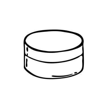 Kozmetik krema kavanozunun karalama resmi. Elle çizilmiş illüstrasyon. Çeşitli tasarımlar için vektör resmi.