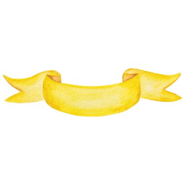 Dekorasyon için sarı pankart. El çizimi suluboya çizimi. Çizgi filmdeki çocuklar bebek partisi, çocuk odası dekorasyonu, doğum günü partisi ya da giyim tekstili için tırmanıyor..