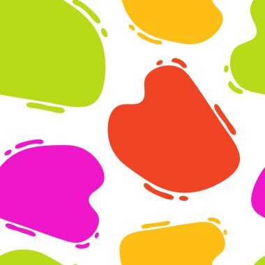 Soyut renkli lekeleri olan kusursuz bir desen. Lekeli vektör arkaplanı, çocuk odası dekorasyonu için noktalar, tekstil, hediye paketi, kırtasiye, iç mekan.