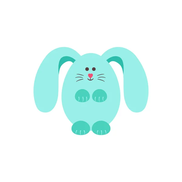 Vector Image Cute Blue Turquoise Rabbit Egg Image Character Easter — Stock Vector