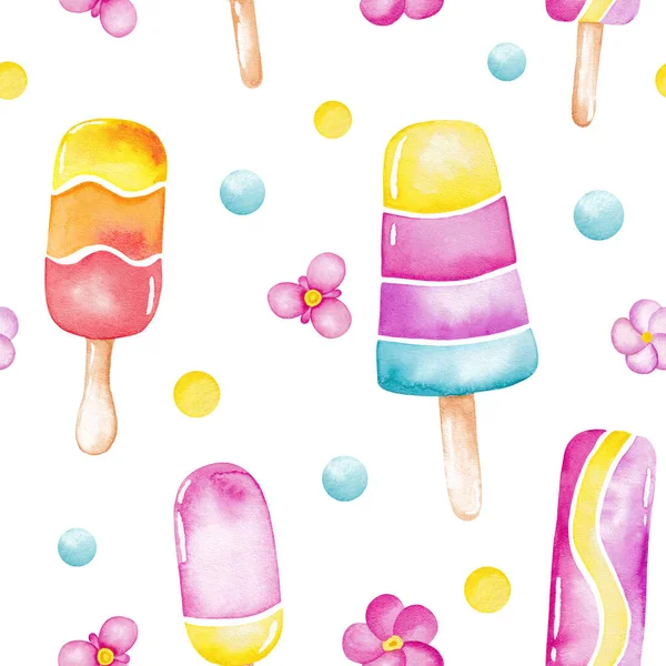 아이스크림 아이스크림 꽃들이 무미건조 디자인 포스터 무미건조 — 스톡 사진
