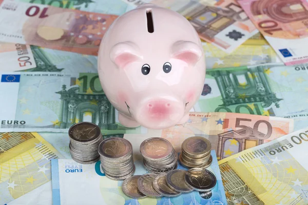 Piggy bank with money — Stock Photo, Image