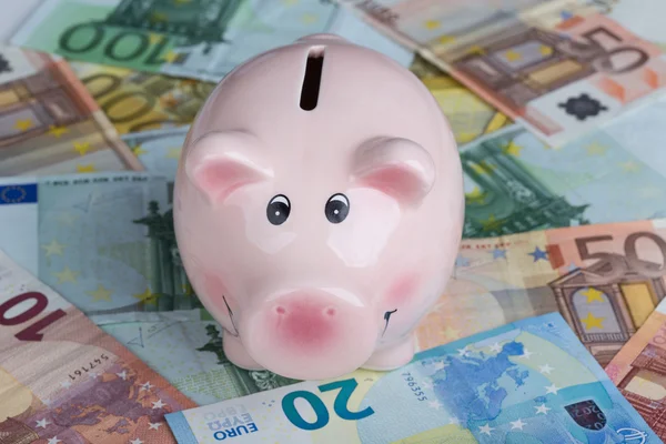 Piggy bank with money — Stock Photo, Image