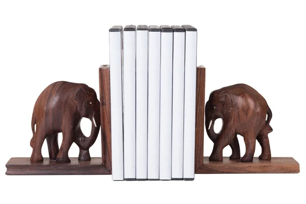 Elephant bookend with dvd — Stock Photo, Image