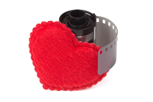 Film cartridge with heart — Stock Photo, Image