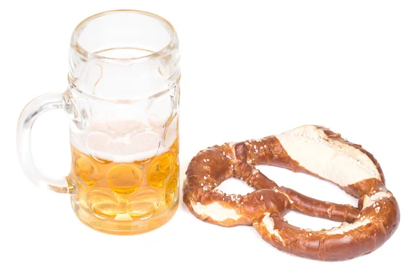 Pretzel and beer mug — Stock Photo, Image