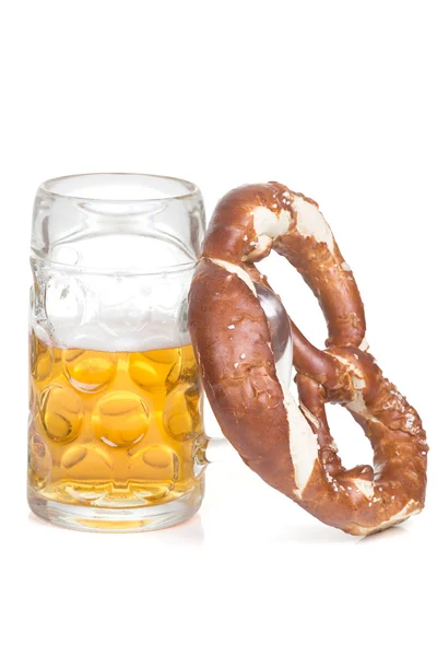 Pretzel and beer mug — Stock Photo, Image