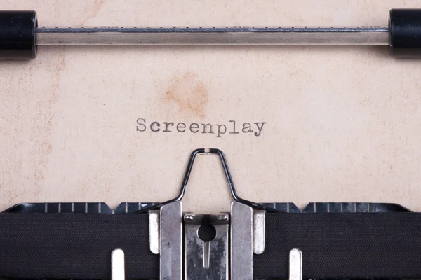 "Screenplay" typed by vintage typewriter — Stock Photo, Image