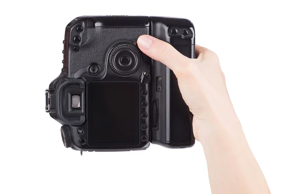 Vrouwelijke hand met digitale camera — Stockfoto