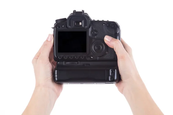 Digitális fényképezőgép tartó női kezek — Stock Fotó