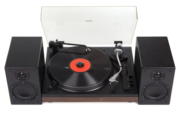 Analog old turntable with loudspeakers — Stock Photo, Image