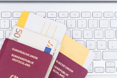 Airline tickets and travel passport clipart