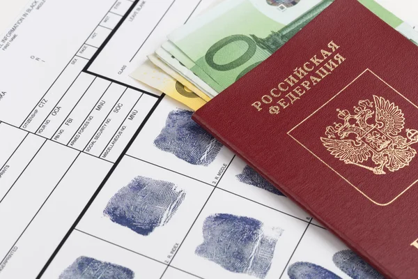 Fingerprint card with money — Stock Photo, Image