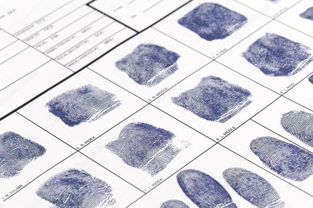 Fingerprint card with prints