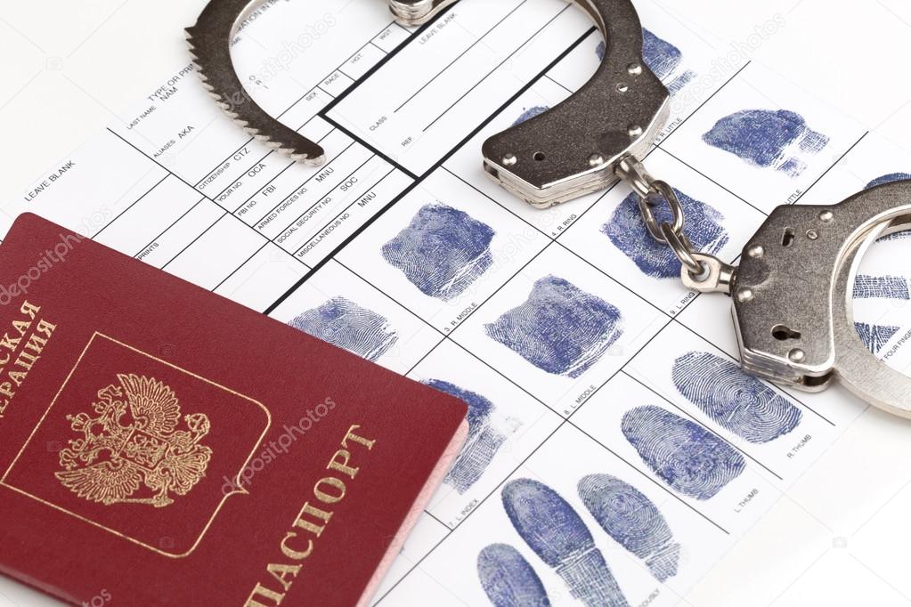 Fingerprint card with russian travel passport