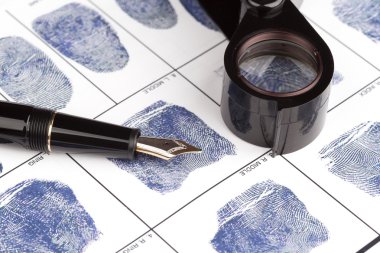 Fingerprint card with fountain pen clipart