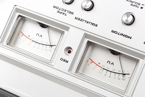 Painel de controle do velho gravador de fita de bobina — Fotografia de Stock