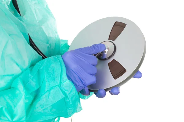 Female doctor with stethoscope and Tape — Stock Photo, Image