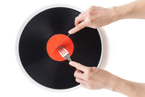 Piatto musicale sul piatto da pranzo — Foto Stock