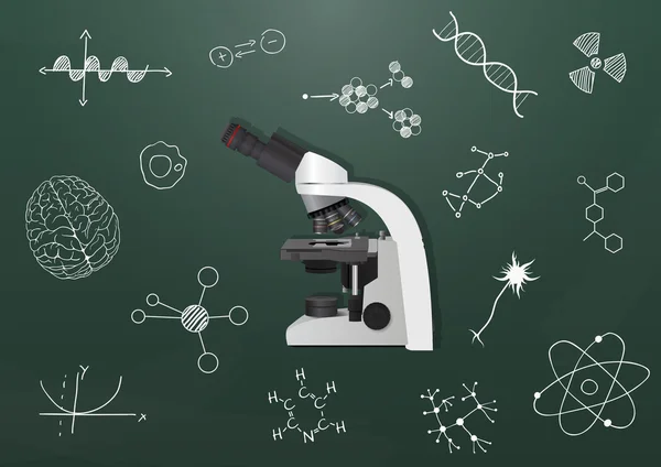 Microscop știință semn — Vector de stoc