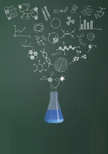 Ampul wetenschap schoolbord — Stockvector
