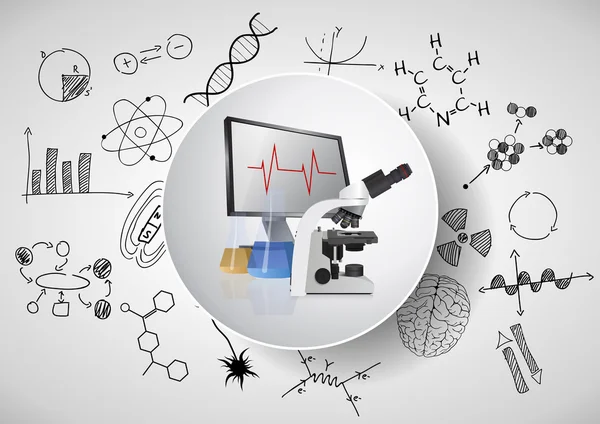 Microscoop chemie tekenen — Stockvector