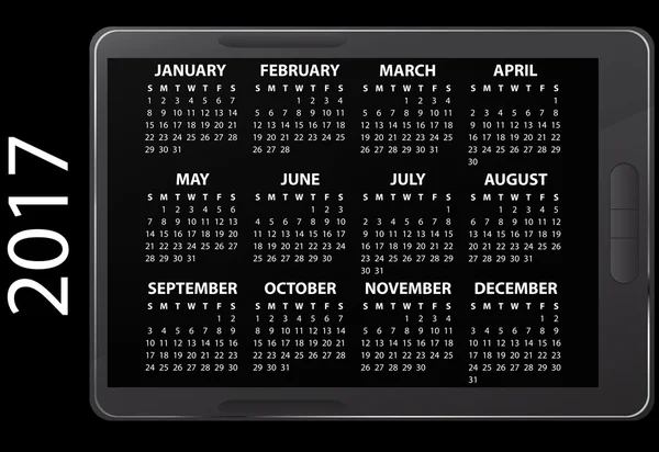 Calendario electrónico 2017 — Archivo Imágenes Vectoriales