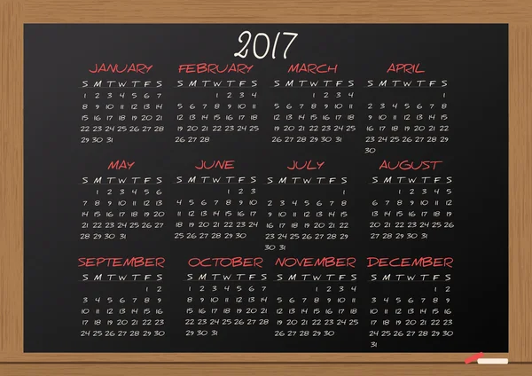 Доска календаря 2017 — стоковый вектор