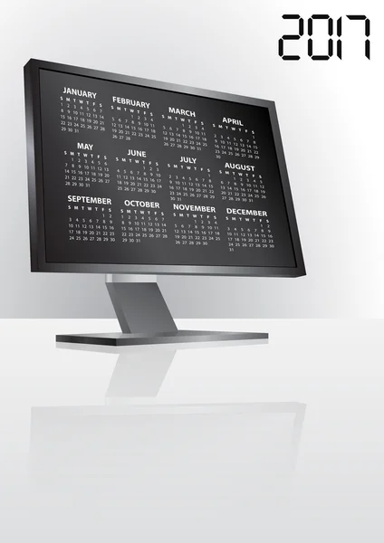 Monitor calendario 2017 — Vettoriale Stock