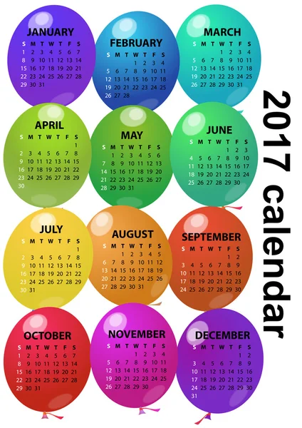 Calendrier ballon 2017 — Image vectorielle