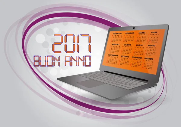 2017 kalender laptop — Stockvector