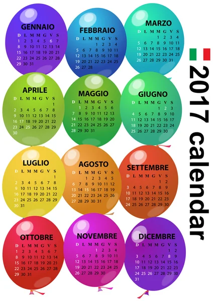 Повітряна куля календар 2017 — стоковий вектор