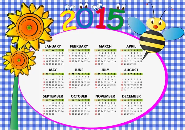 2015 bee calendar — Stock Vector