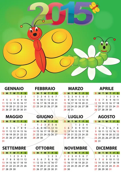 2015 calendario de mariposas — Archivo Imágenes Vectoriales