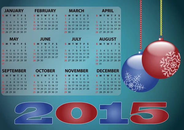 Calendario di Natale 2015 — Vettoriale Stock