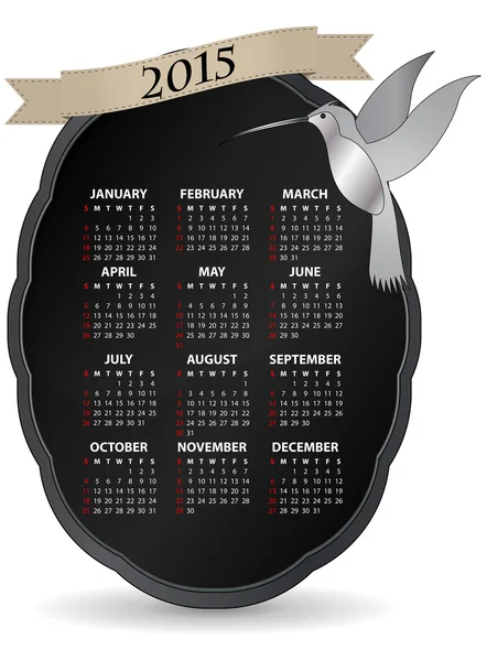 2015 humming calendário pássaro — Vetor de Stock