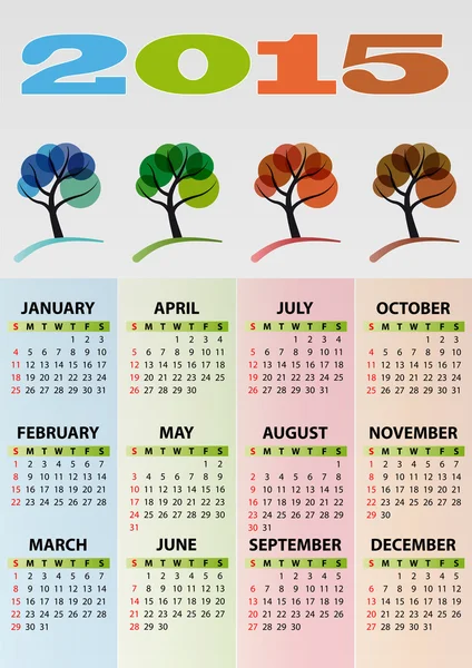 2015 ημερολόγιο — Διανυσματικό Αρχείο