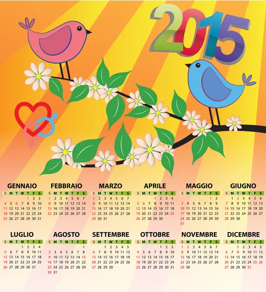 Calendário 2015 — Vetor de Stock