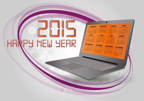 Calendario 2015 laptop — Vettoriale Stock