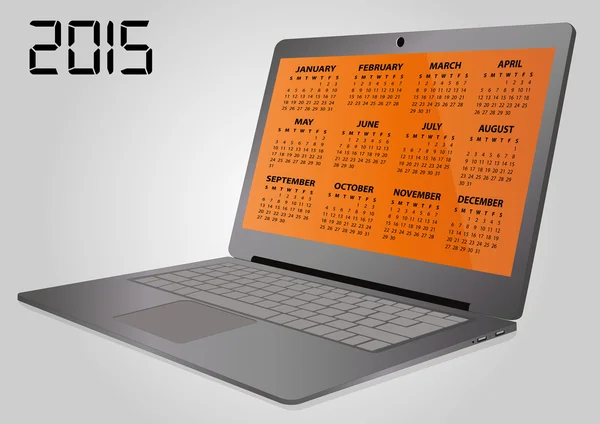 2015 laptop calendário —  Vetores de Stock