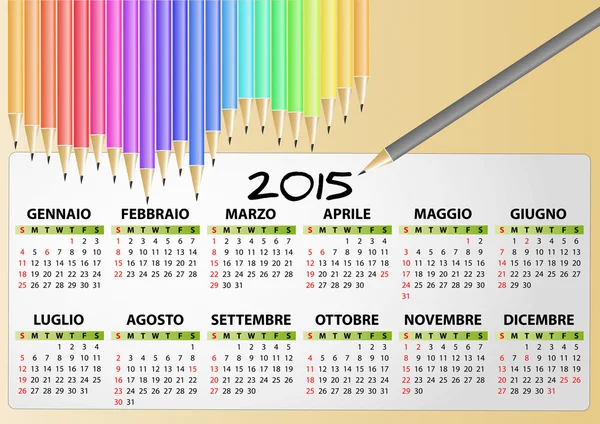 Matita calendario 2015 — Vettoriale Stock