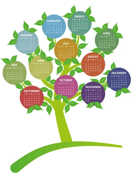 2015 calendar tree — Stock Vector