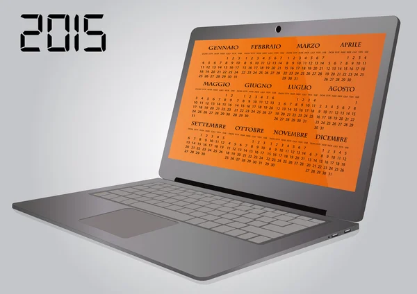 Calendario 2015 laptop — Vettoriale Stock