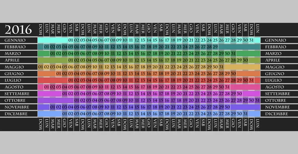 Calendario 2016 — Vector de stock